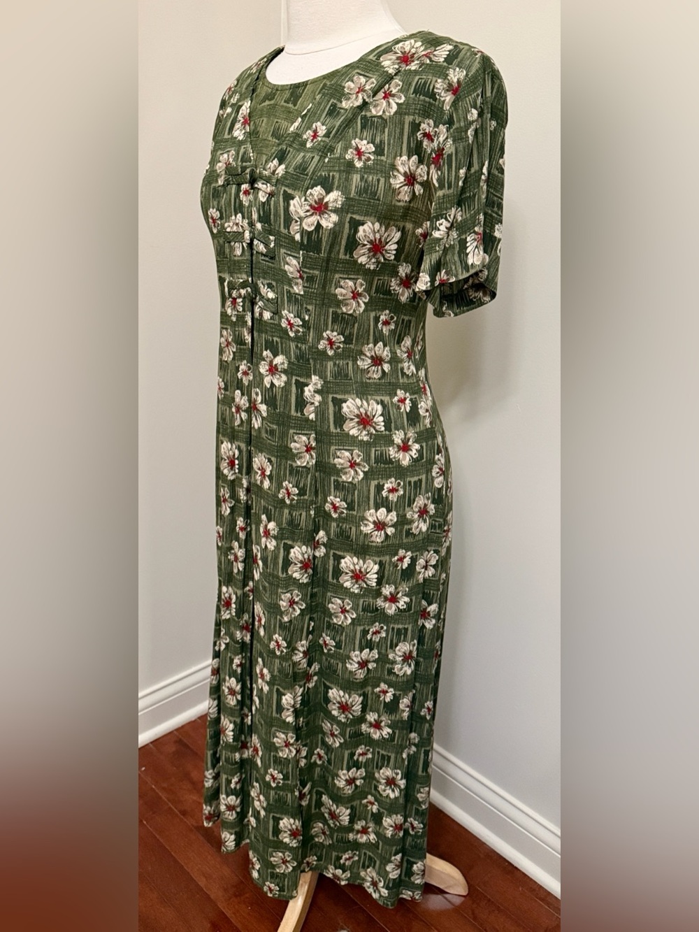 Westport LTD Vintage Green Cream Floral SZ 6 Countrycore Prairie Boho 90’s Dress - Picture 5 of 11